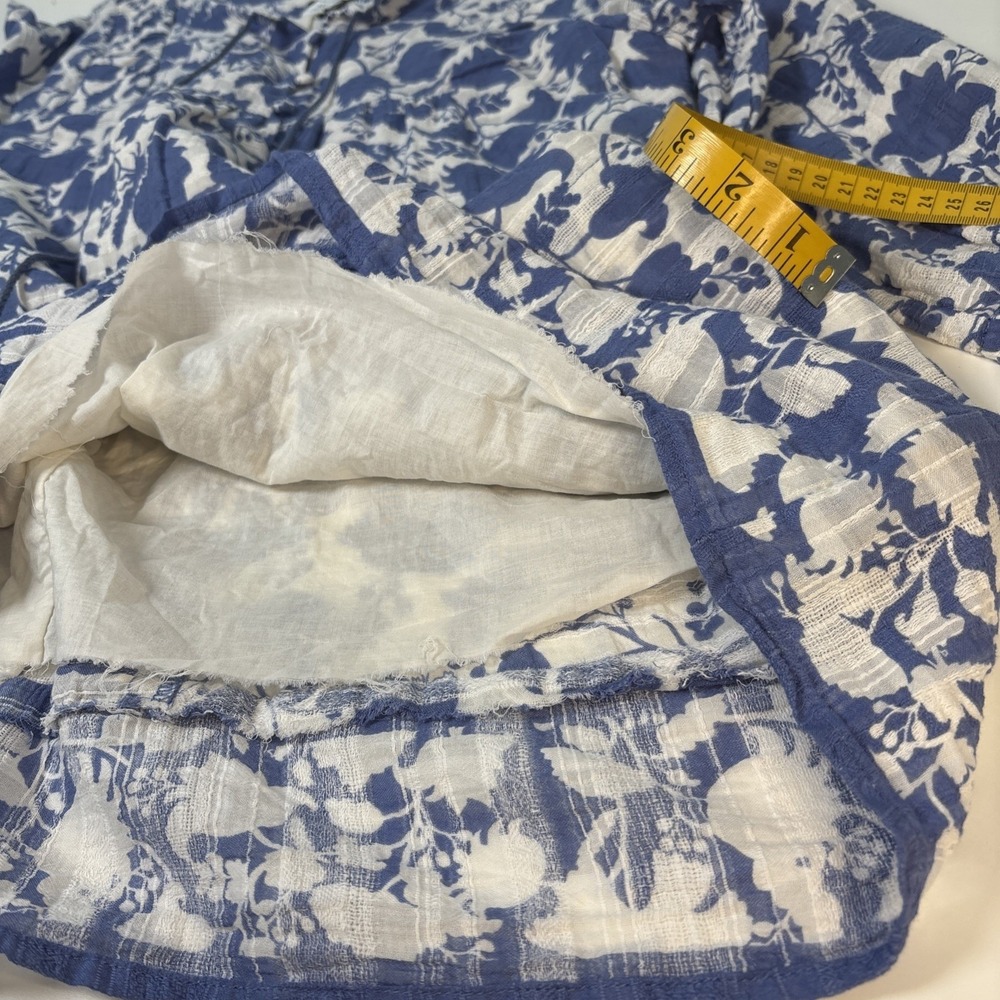 Studio Park Size XST blu Floral Print Blouse 3/4 Sleeve Lined Xsmall Tall Pocket - Picture 4 of 10